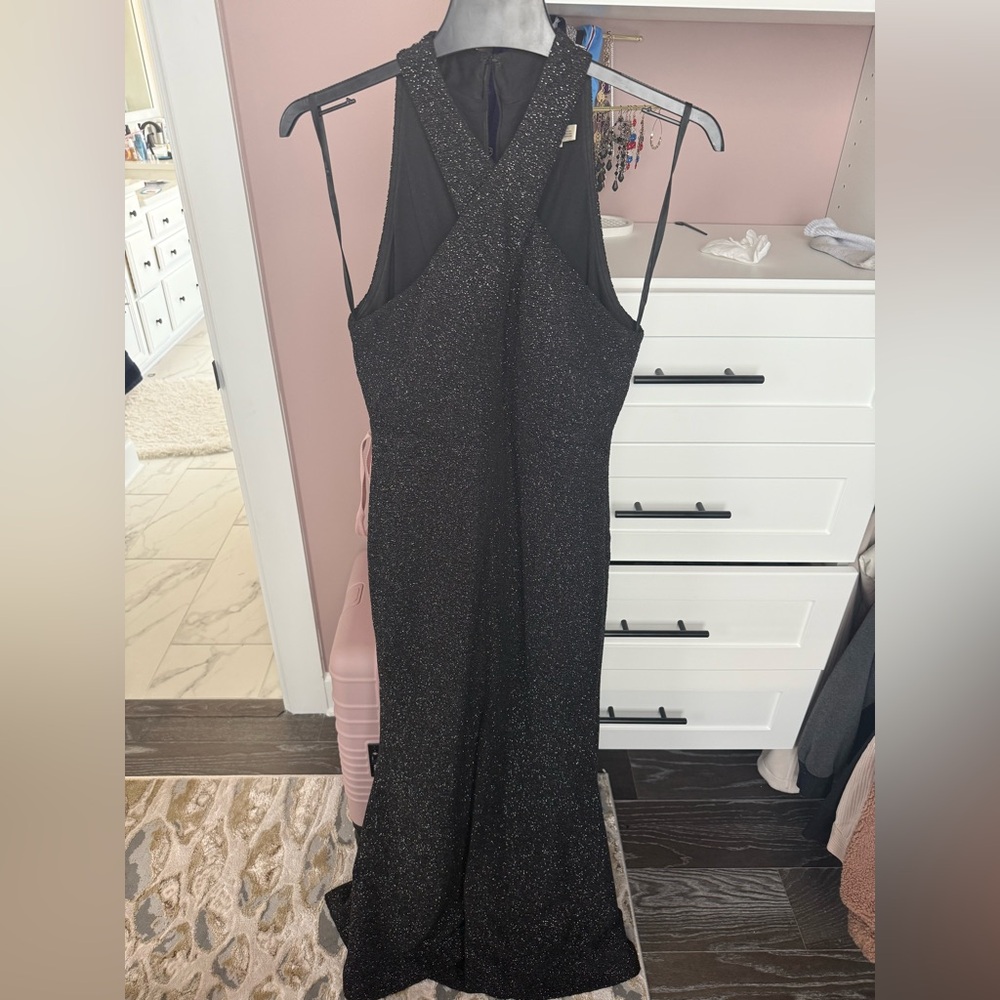 Elegant Black Glitter Gown